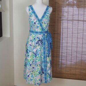 Lily Pulitzer Shaylee True Wrap Midi Dress Size 4 Shell Beach Coastal Resort